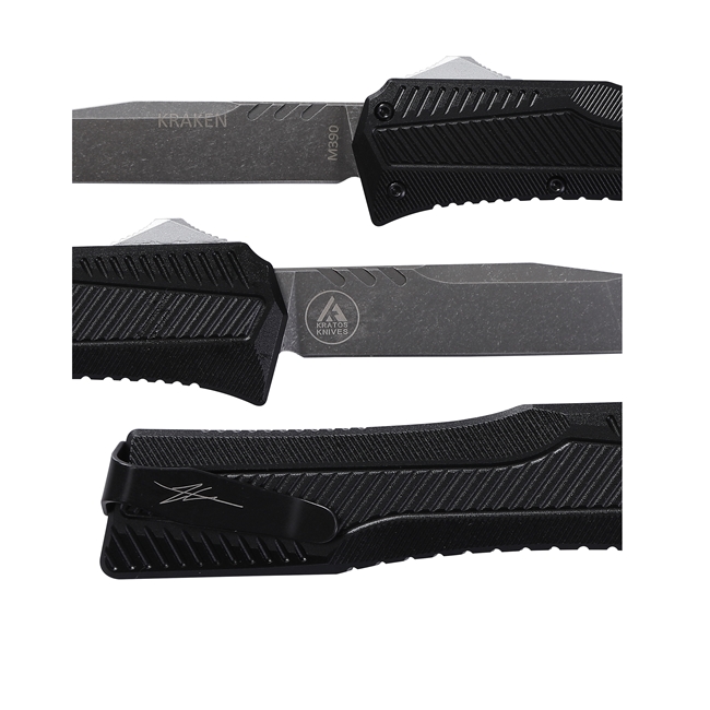 KRATOS Kraken Auto OTF Black Tanto Blade EDC Pocket Knife