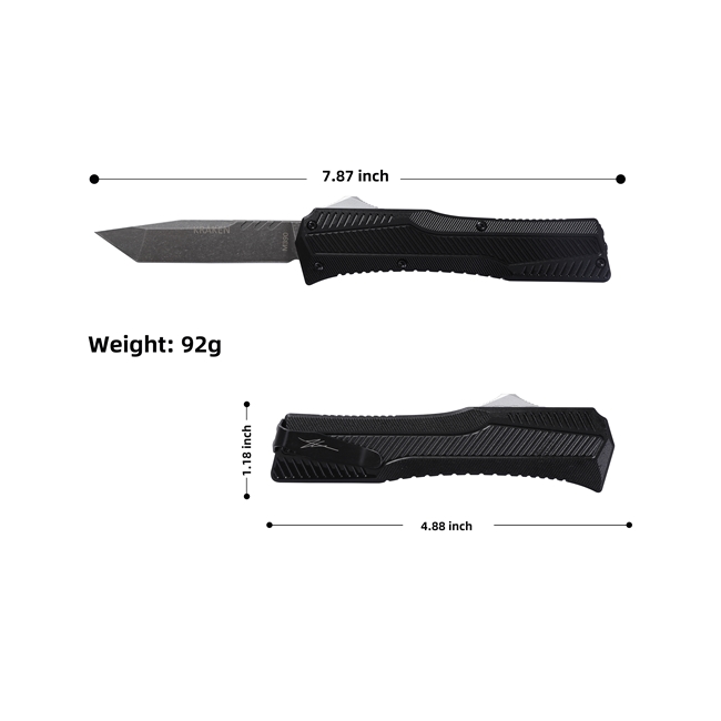 KRATOS Kraken Auto OTF Black Tanto Blade EDC Pocket Knife